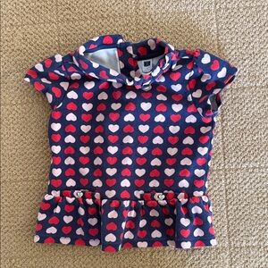 Janie and Jack  Girls Navy Heart Print Peplum Top size 6
